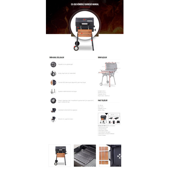 Guruss CG-050 Kömürlü Barbekü Mangal Tam Set - 6