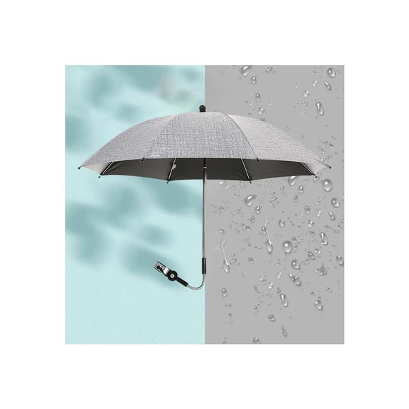 Valkyrie Bebek Arabası İçin Ayrılabilir 360 Derece Ayarlanabilir 75 cm Şemsiye - Gri - 6