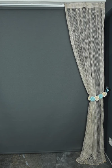 KÜÇÜK BAKLAVA MODEL VİZON RENK TEK KANAT Pileli Fon Perde 75*260 cm - Resim 4