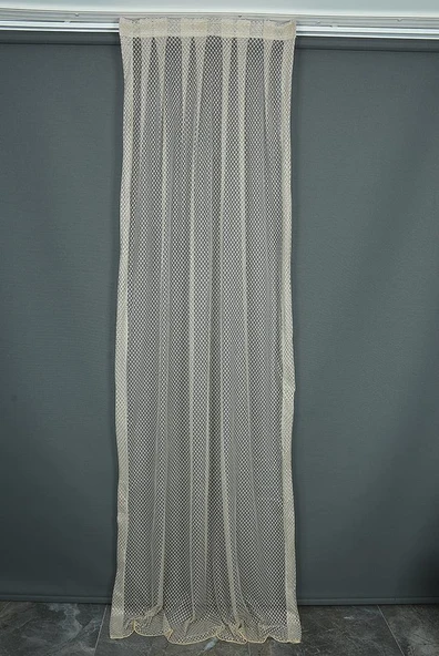 KÜÇÜK BAKLAVA MODEL VİZON RENK TEK KANAT Pileli Fon Perde 75*260 cm - Resim 2