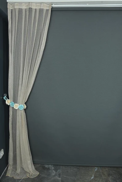 KÜÇÜK BAKLAVA MODEL VİZON RENK TEK KANAT Pileli Fon Perde 75*260 cm ürün görseli