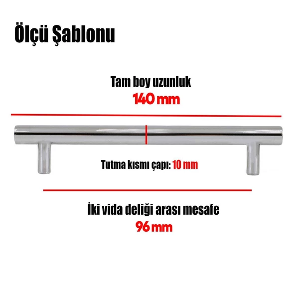 Gül Boylu Mobilya Mutfak Dolap Çekmece Dolabı Metal Kulpu Kulbu Kulpları Parlak Krom (96 MM-9.6 CM) - 2