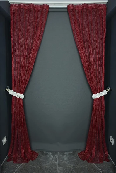 ORKİDE MODEL BORDO RENK TEK KANAT Pileli Fon Perde 75*260 cm ürün görseli