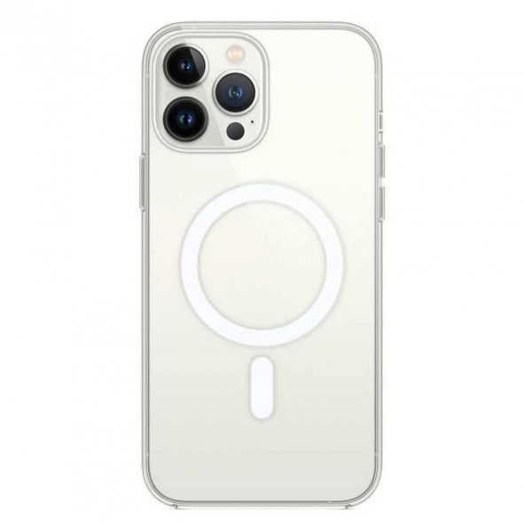 iPhone 13 Pro Max MagSafe Kamera Korumalı Şeffaf Silikon Kılıf