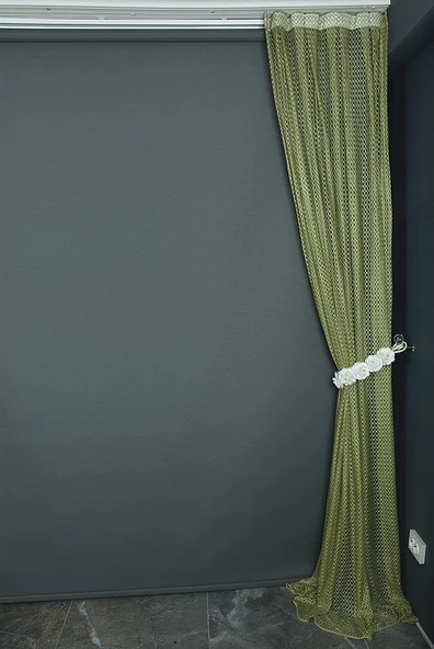 ORKİDE MODEL FISTIK YEŞİLİ RENK TEK KANAT Pileli Fon Perde 75*260 cm - Resim 4