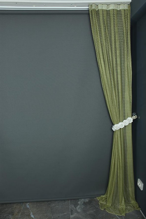 ORKİDE MODEL FISTIK YEŞİLİ RENK TEK KANAT Pileli Fon Perde 75*260 cm - 4