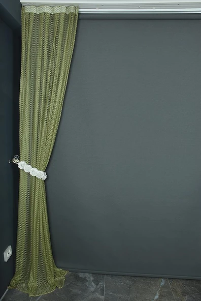 ORKİDE MODEL FISTIK YEŞİLİ RENK TEK KANAT Pileli Fon Perde 75*260 cm - Resim 3