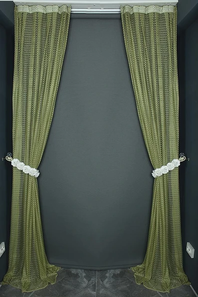 ORKİDE MODEL FISTIK YEŞİLİ RENK TEK KANAT Pileli Fon Perde 75*260 cm - Resim 5