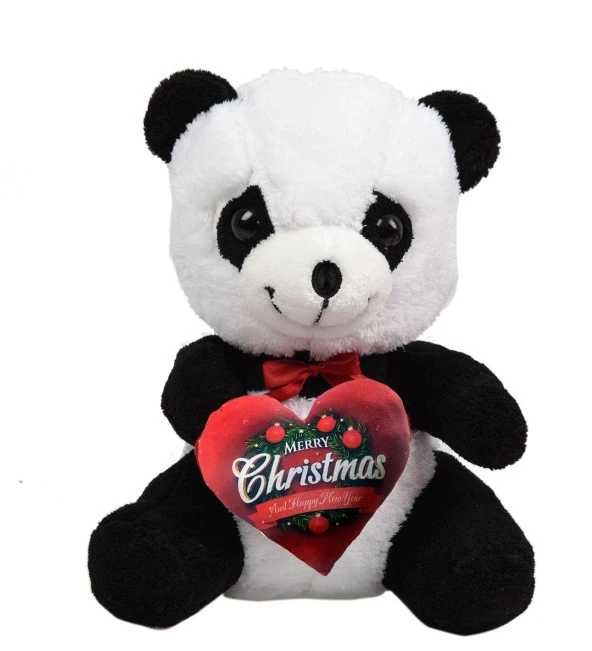 Yeni Yıla Özel "Merry Christmas Kalpli" Sevimli Panda - 40 cm