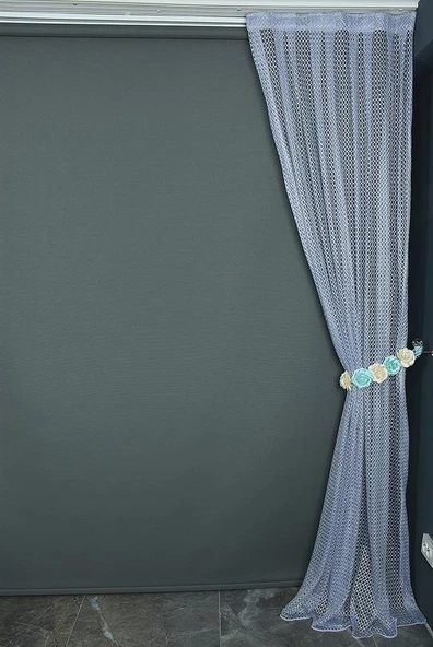 ORKİDE MODEL GRİ RENK TEK KANAT Pileli Fon Perde 75*260 cm - Resim 5