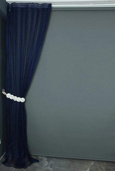 ORKİDE MODEL LACİVERT RENK TEK KANAT Pileli Fon Perde 75*260 cm ürün görseli