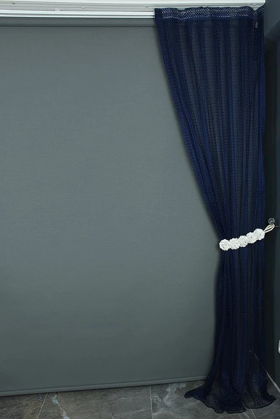 ORKİDE MODEL LACİVERT RENK TEK KANAT Pileli Fon Perde 75*260 cm - Resim 4