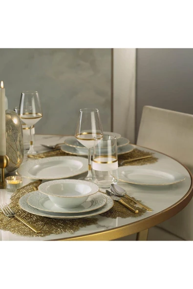 Kütahya Porselen Başak 51 Parça 12 Kişilik Altın Yaldızlı Yemek Takımı - 2