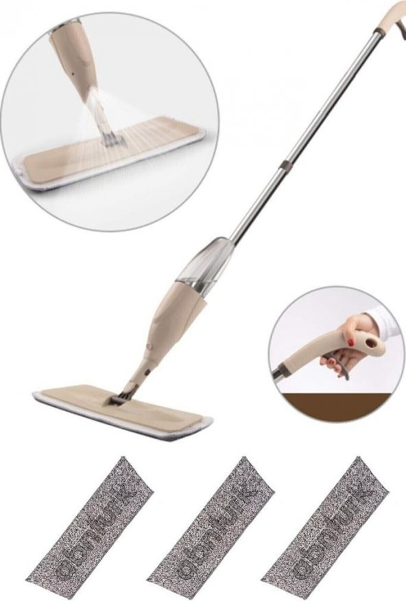 3 Adet Microfiber Paspaslı Spreyli Mop Temizlikte Yılın Ürünü Metal Sap BüyükSu Tanklı 100 TürkMalı - 2