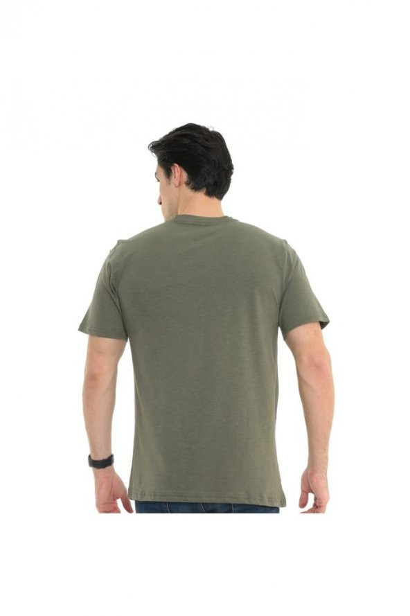 Erkek T-shirt Gravıs Haki S - 4
