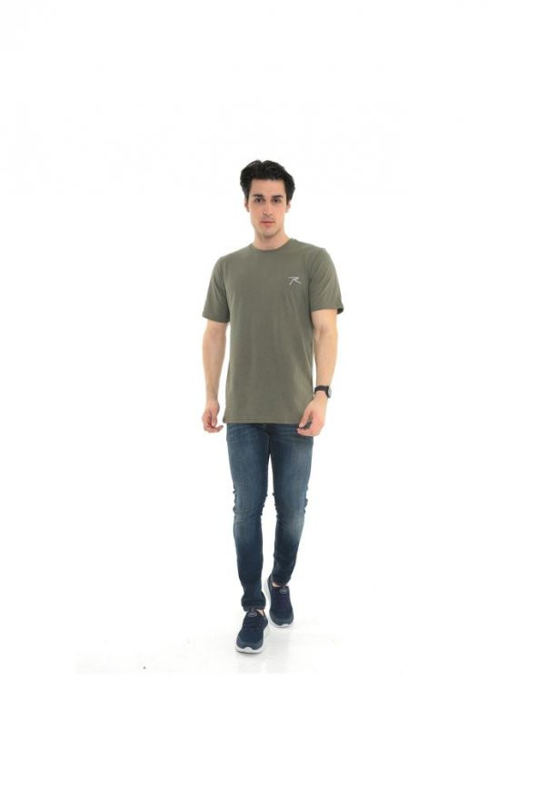 Erkek T-shirt Gravıs Haki S - 5