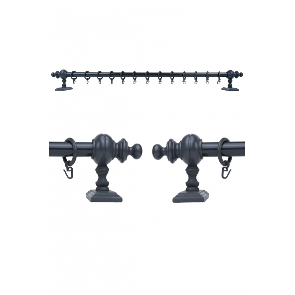 Antrasit Raysız Ahşap Rustik Perde Askısı - 125 CM - 3