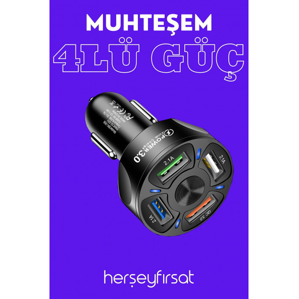 OTO 4'LÜ USB ŞARJ CİHAZI - SİYAH - 3