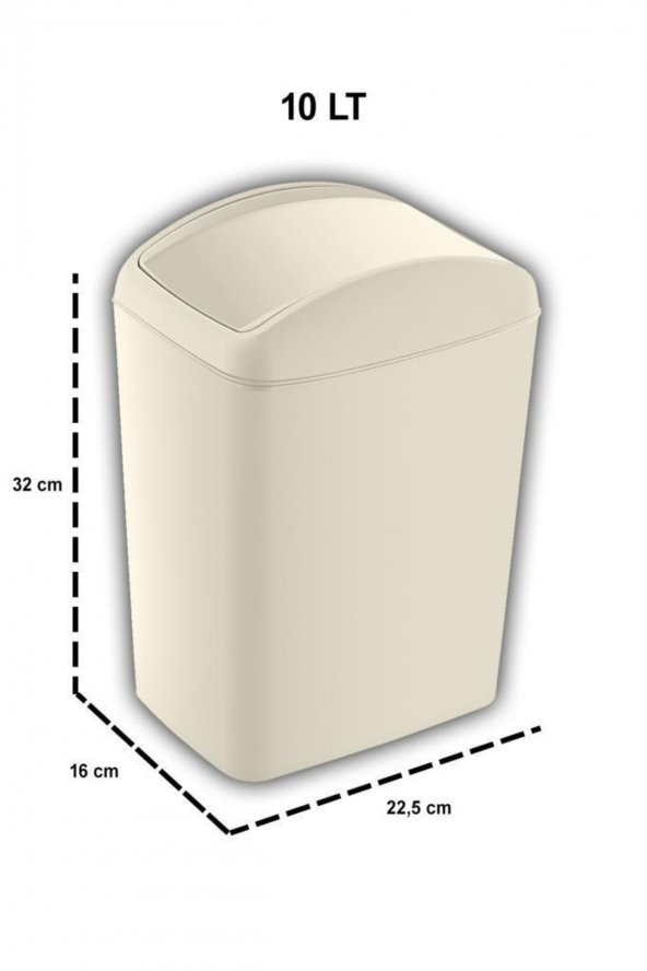 Soft Çöp Kutusu, Döner Kapak 10 Litre Latte