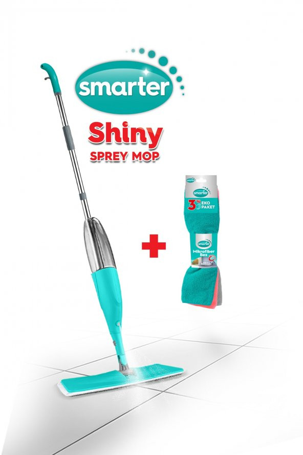 SMARTER SHINY SPREY MOP + MİKROFİBER 3 LÜ TEMİZLİK BEZİ SET