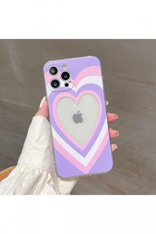 iPhone 11 Pro Purple Heart Premium Şeffaf Silikon Kılıf