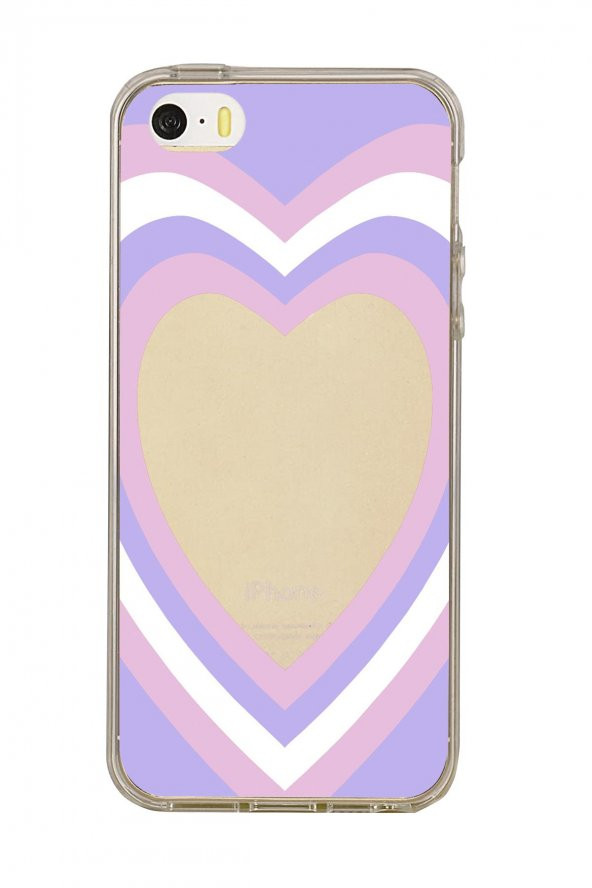 iPhone 5 Purple Heart Premium Şeffaf Silikon Kılıf