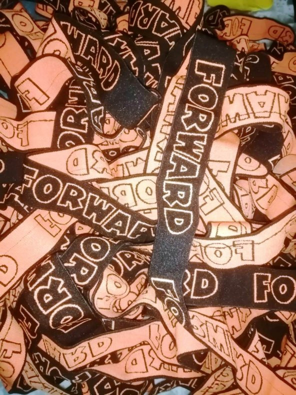 Lastik siyah turuncu Forward desenli 3Cm- 3mt  Şort,Paça,kol Ve Don Lastiği 1 Paket 3Mt - 3