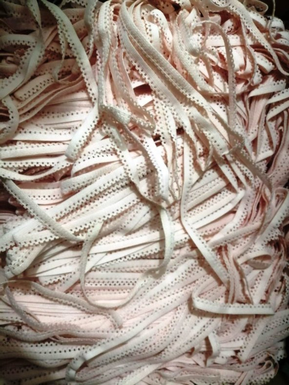 Lastik açık pembe faredişi desenli 8mm- 5mt  iç çamaşır Lastiği 1 Paket 5Mt - 3