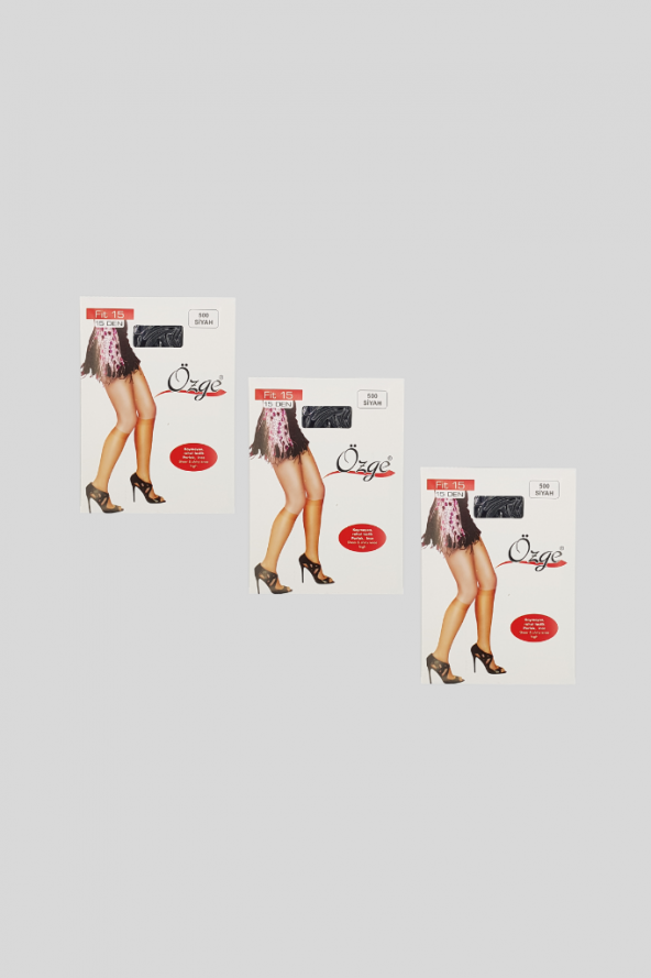 ÖZGE BAYAN 3 LÜ PAKET FİT 15 İNCE PARLAK DİZALTI ÇORAP - 9