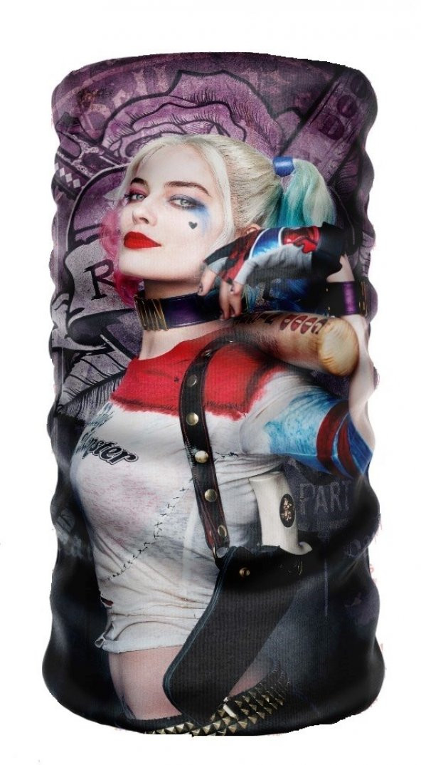 Harley Quinn Temalı 24x50 cm Motorcu Bisikletci Buff Boyunluk Bandana Rüzgarlık Bere