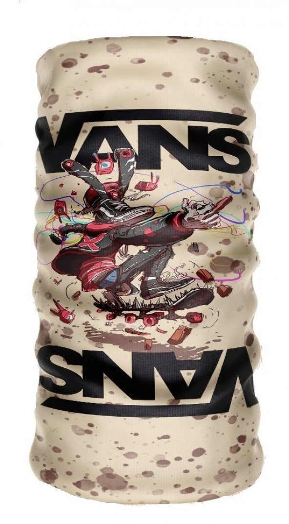 Vans Temalı 24x50 cm Motorcu Bisikletci Buff Boyunluk Bandana Rüzgarlık Bere