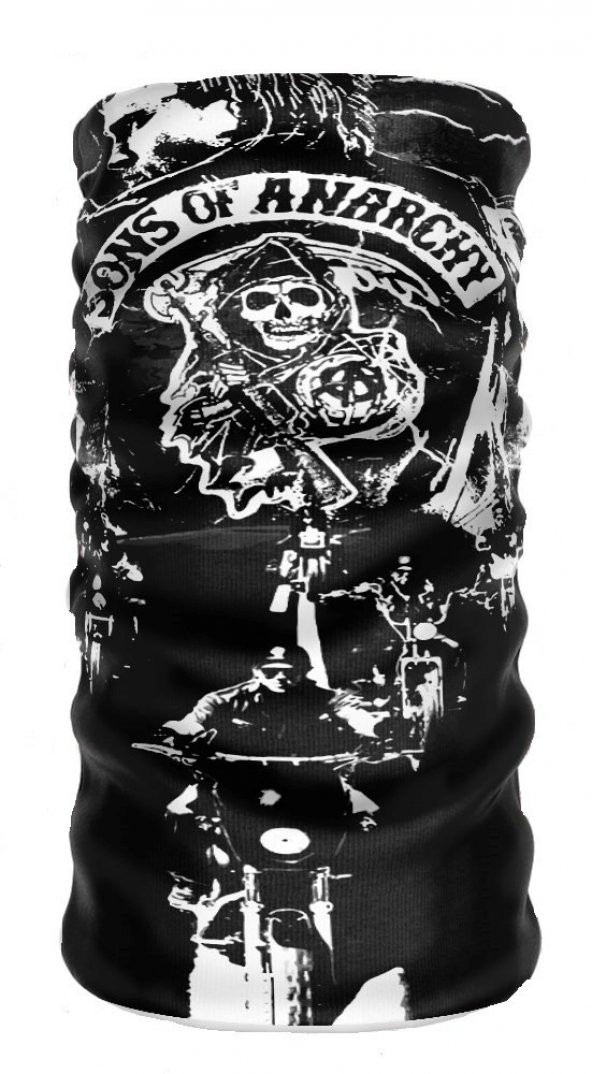 Sons Of Anarchy Temalı 24x50 cm Motorcu Bisikletci Buff Boyunluk Bandana Rüzgarlık Bere