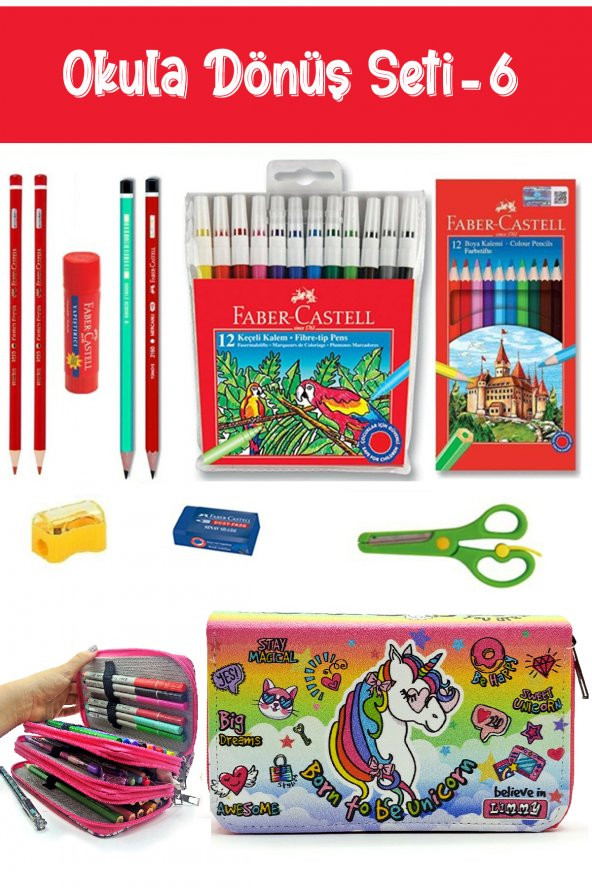 Kırtasiye Seti Tarz Cool Unicorn Pembe Kalem Kutulu 11 Parça Okula Dönüş Set:6