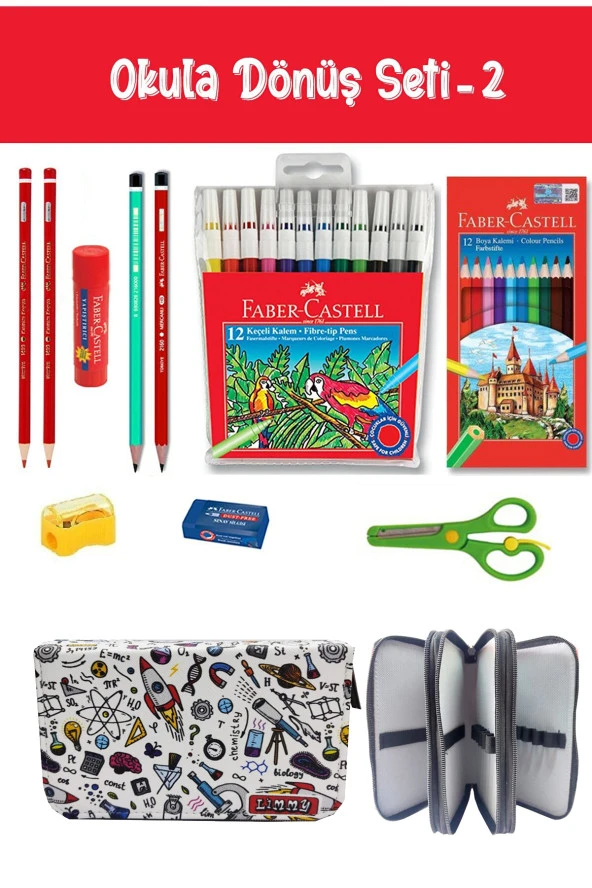 Kırtasiye Seti Bilimsel Temalı Kalem Kutulu 11 Parça Okul Seti :2