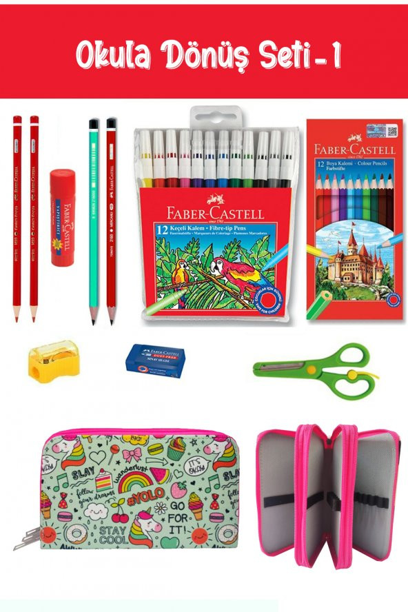 Kırtasiye Seti Unicorn Kalem Kutulu 11 Parça Okul Seti :1