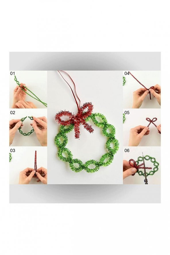 Şönil Renkli Metalik 30 Cm Renkli Metalik Tüylü Tel  20 Li- 1  Paket - 2