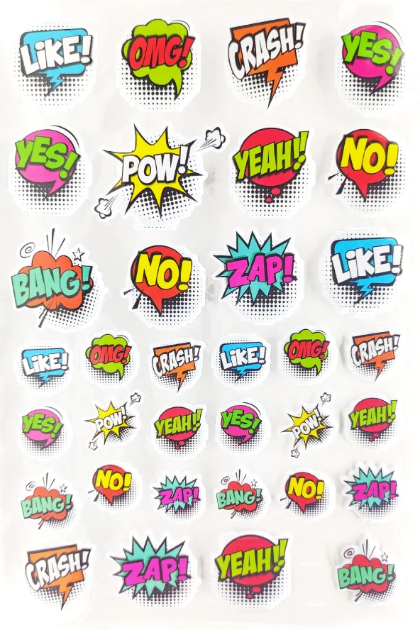 Sticker Kabartmalı A4 boyutunda Stiker Defter, planlayıcı etiket (Lim111)- Omg,Wow simpless