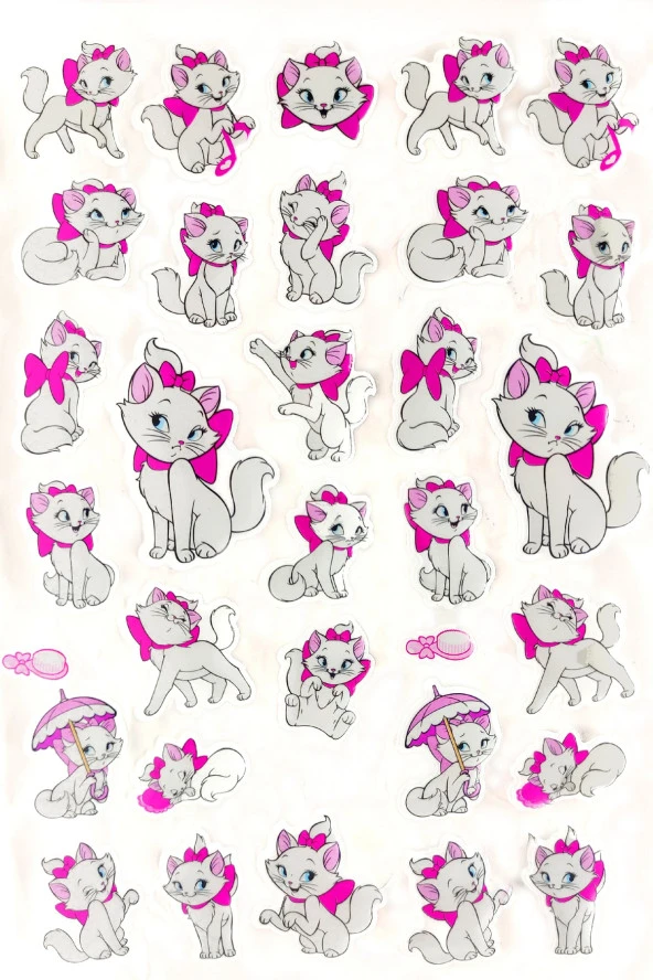 Sticker Kabartmalı A4 Boyutunda Stiker Defter, Planlayıcı Etiket (Lim055) - Sevimli Kedi