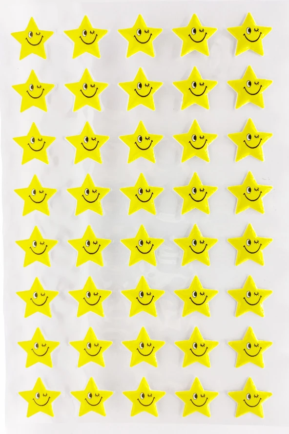 Sticker Kabartmalı A4 boyutunda Stiker Defter, planlayıcı etiket - (Lim029) - Gülen Yıldız