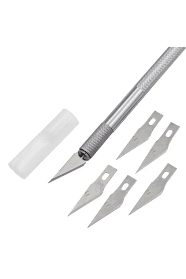 Kretuar Bıçağı Knife Tasarım Hobi Neşter 5 Uç Yedekli Set