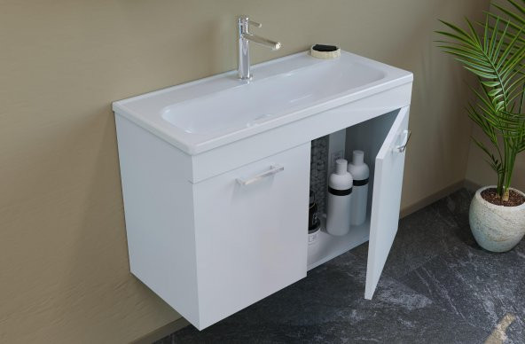 Orka Bafa 80 cm Beyaz Banyo Dolabı Takımı - 2