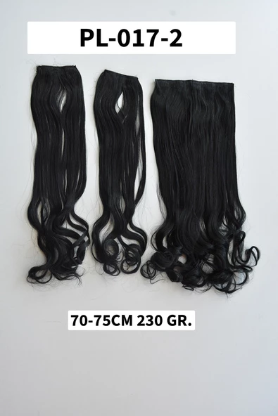 Siyah Su Dalgalı Uzun Yarım Ay Saç –  3 Parça Çıt Çıt 75cm. 230 gr. VIP SERI