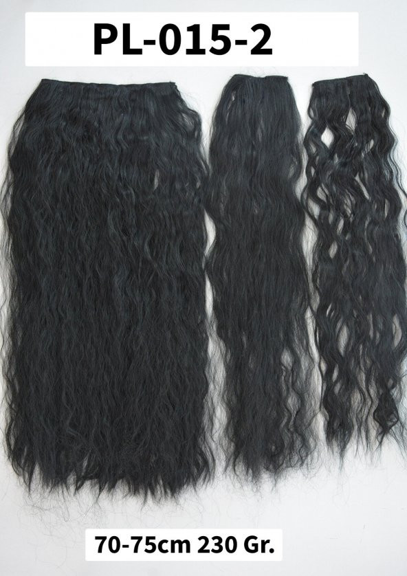 Siyah Afro Dalgalı Uzun Yarım Ay Saç –  3 Parça Çıt Çıt 75cm. 230 gr. VIP SERI