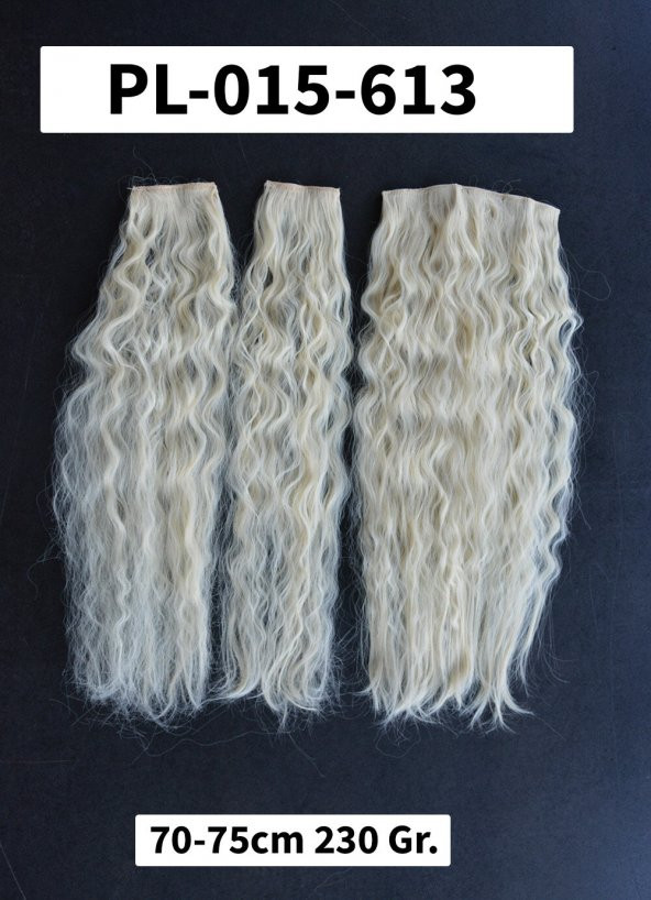Platin Sarısı Afro Dalgalı Uzun Yarım Ay Saç –  3 Parça Çıt Çıt 75cm. 230 gr. VIP SERI