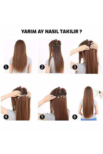 Kızıl Su Dalgalı Uzun Yarım Ay Saç –  3 Parça Çıt Çıt 75cm. 230 gr. VIP SERI - 2