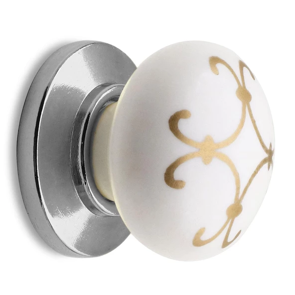 Eymen Polimer Düğme Kulp Çekmece Dolap Dolabı Kulpu Kulbu Beyaz Krom Desenli Mobilya Mutfak Kulpları - 5