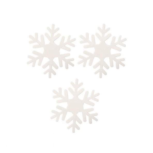 Yılbaşı Dekorasyonu Yapışkanlı Eva Kar Tanesi 12cm 3 lü Dekoratif Christmas Süs