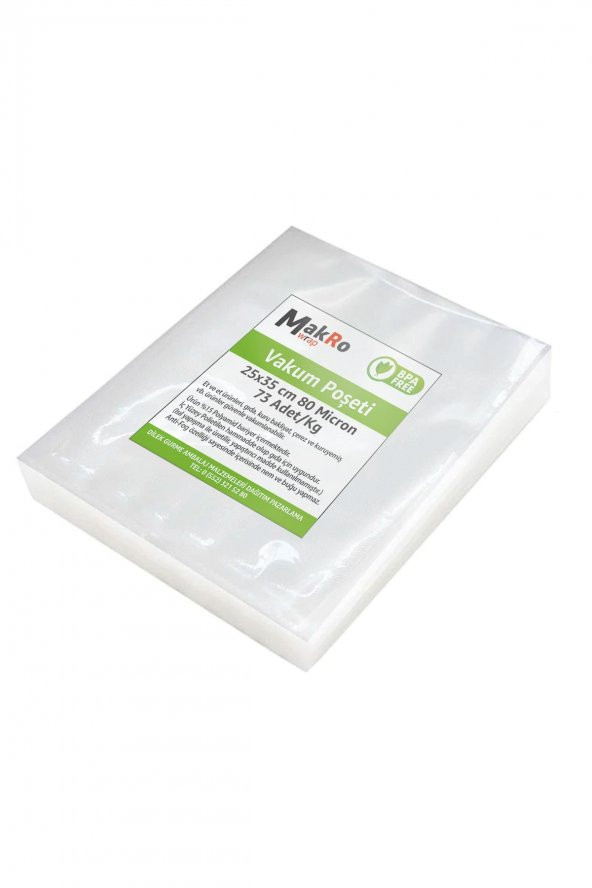 25x35 Cm Şeffaf Düz 73 Adet 1 Kg Vakum Poşeti, Profesyonel Endüstriyel Tip Vakum Poşeti - 1