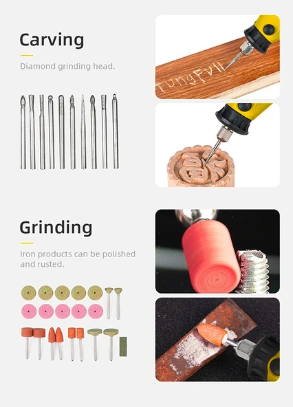 Anadolu Strong 350 Parça Çift Makinalı Gravür Oyma Dremel Taşlama Zımpara 130 W - 10