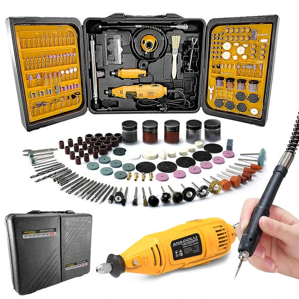 Anadolu Strong 350 Parça Çift Makinalı Gravür Oyma Dremel Taşlama Zımpara 130 W - 4